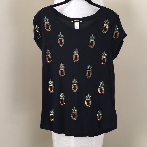 H&M Tops - H&M Sequin Pineapple Shirt - Medium